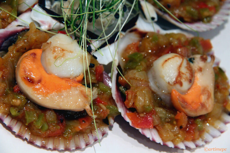 Pisto de Berenjenas Asadas con Vieiras