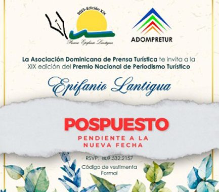 Adompretur pospone Premio Nacional de Periodismo Turístico Epifanio Lantigua 2023